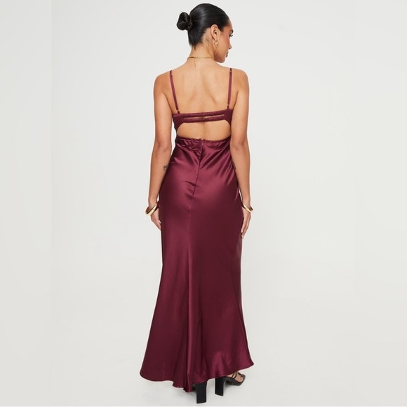 Princess Polly Burgundy Maxi Dress size 4 - Picture 4 of 9